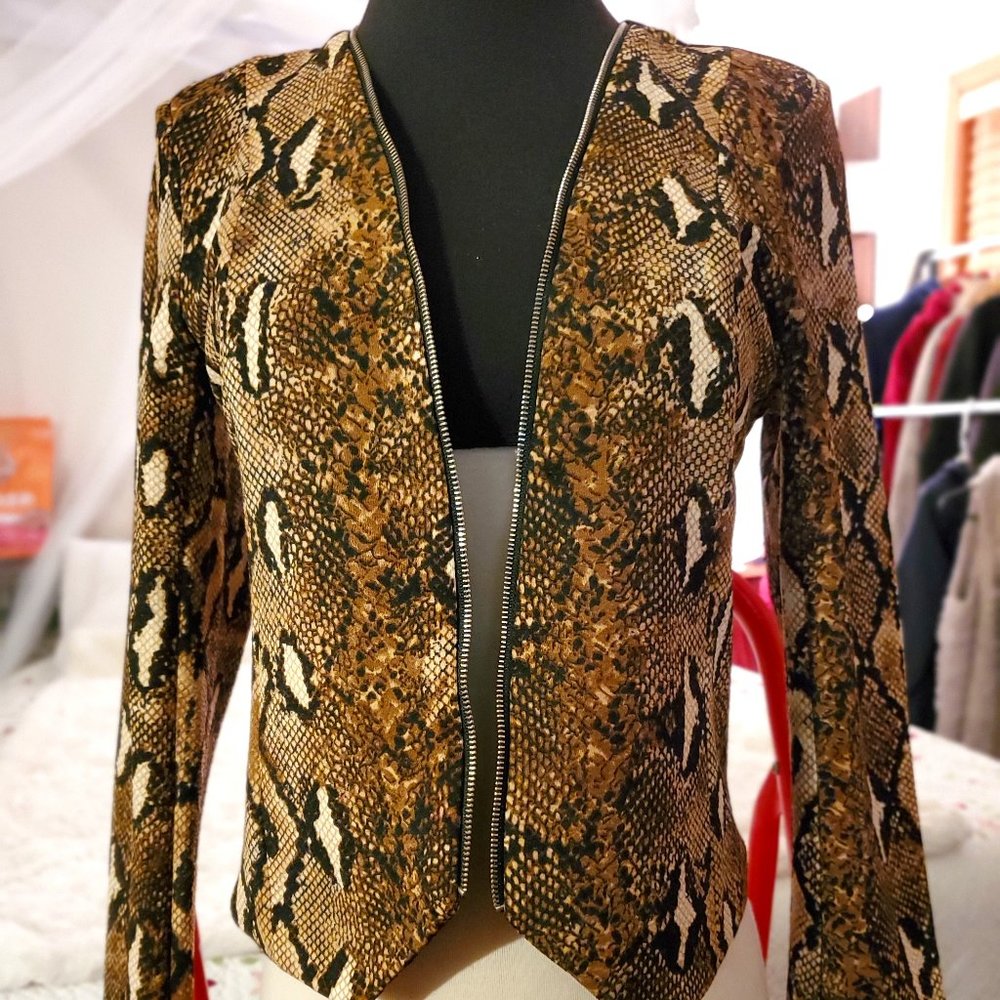 S Snakeskin Blazer with Zipper Detail and Lace Back from Michel